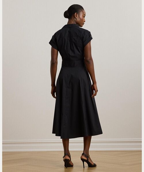 LAUREN RALPH LAUREN / ローレン ラルフ ローレン ミニ丈・ひざ丈ワンピース | バックルトリム コットンブレンド シャツドレス | 詳細3