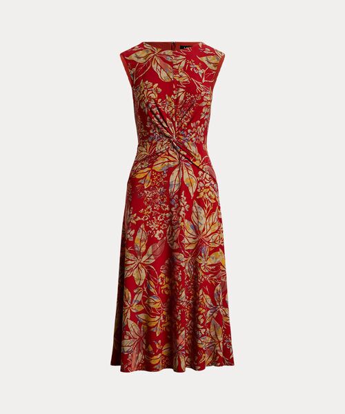 LAUREN RALPH LAUREN / ローレン ラルフ ローレン ミニ丈・ひざ丈ワンピース | フローラル ツイストフロント ストレッチ ジャージー ドレス | 詳細1