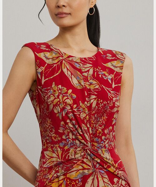 LAUREN RALPH LAUREN / ローレン ラルフ ローレン ミニ丈・ひざ丈ワンピース | フローラル ツイストフロント ストレッチ ジャージー ドレス | 詳細4