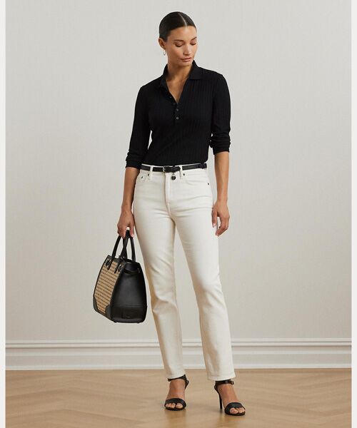 LAUREN RALPH LAUREN / ローレン ラルフ ローレン ポロシャツ | リブニット スリークォータースリーブ ポロシャツ | 詳細2