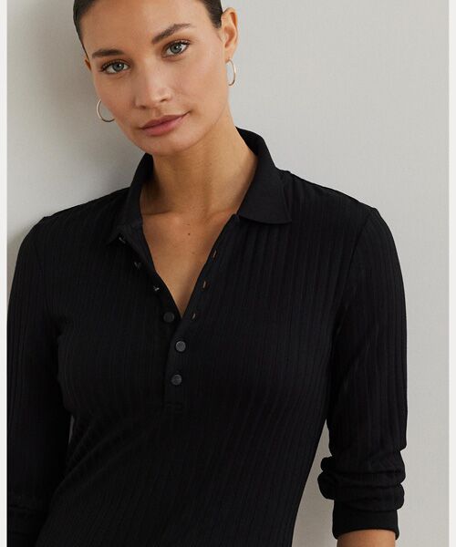 LAUREN RALPH LAUREN / ローレン ラルフ ローレン ポロシャツ | リブニット スリークォータースリーブ ポロシャツ | 詳細4