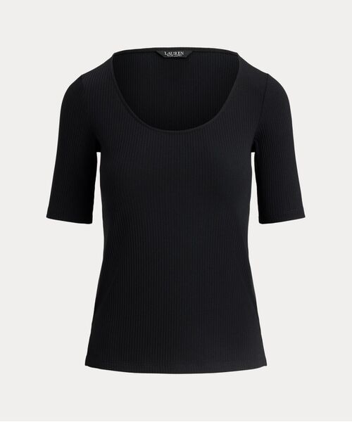 LAUREN RALPH LAUREN / ローレン ラルフ ローレン Tシャツ | リブニット コットンブレンド エルボースリーブ Tシャツ | 詳細1