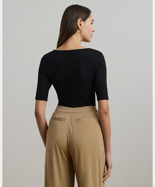 LAUREN RALPH LAUREN / ローレン ラルフ ローレン Tシャツ | リブニット コットンブレンド エルボースリーブ Tシャツ | 詳細3