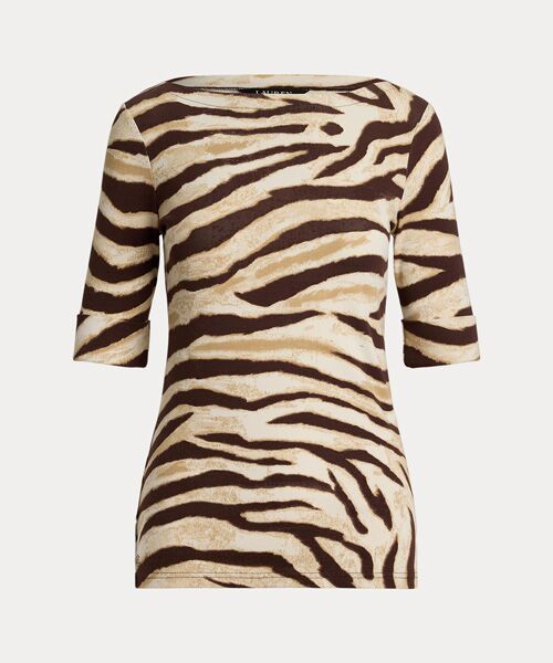 LAUREN RALPH LAUREN / ローレン ラルフ ローレン Tシャツ | ゼブラプリント ストレッチ コットン ボートネック Tシャツ | 詳細1