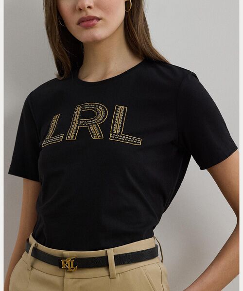 LAUREN RALPH LAUREN / ローレン ラルフ ローレン Tシャツ | ビーデッドロゴ コットン ジャージー Tシャツ | 詳細4