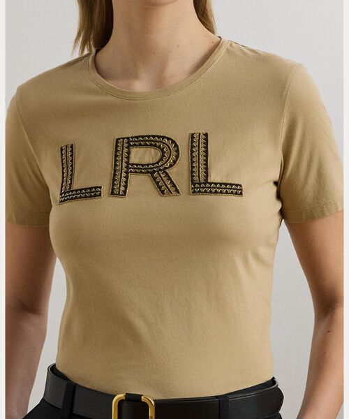 LAUREN RALPH LAUREN / ローレン ラルフ ローレン Tシャツ | ビーデッドロゴ コットン ジャージー Tシャツ | 詳細4
