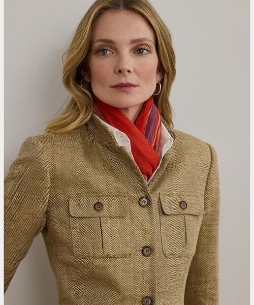 LAUREN RALPH LAUREN / ローレン ラルフ ローレン テーラードジャケット | ヘリンボーン リネン ジャケット | 詳細4