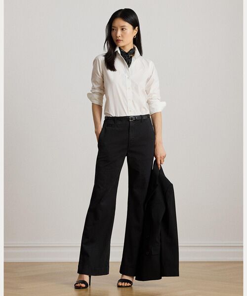 LAUREN RALPH LAUREN / ローレン ラルフ ローレン チノ・ワークパンツ | ストレッチ コットン チノ フレア パンツ(001ブラック)