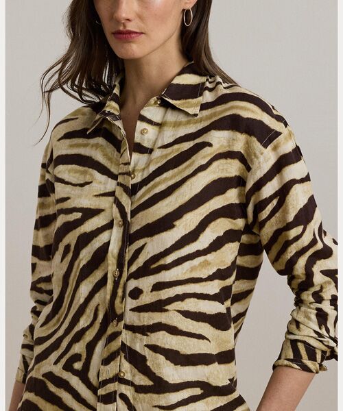 LAUREN RALPH LAUREN / ローレン ラルフ ローレン シャツ・ブラウス | リラックス フィット ゼブラプリント リネン シャツ | 詳細4