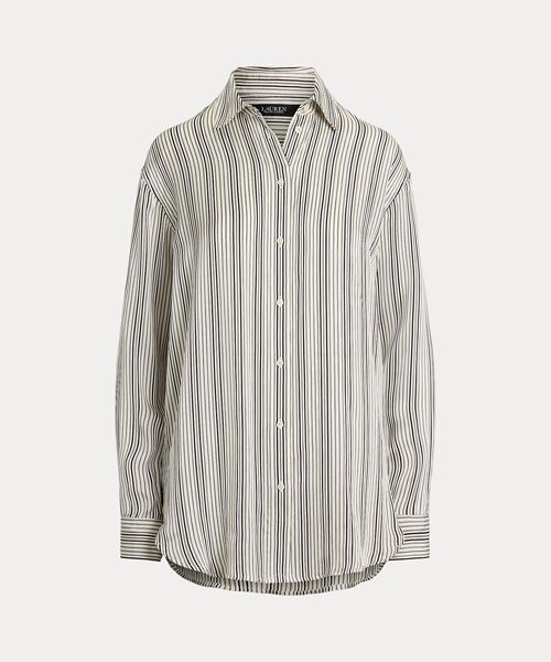 LAUREN RALPH LAUREN / ローレン ラルフ ローレン シャツ・ブラウス | リラックス フィット ストライプド サテン シャツ | 詳細1