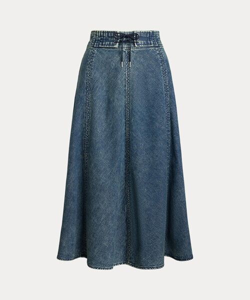 LAUREN RALPH LAUREN / ローレン ラルフ ローレン デニムスカート | デニム ドローコード ミディ スカート | 詳細1