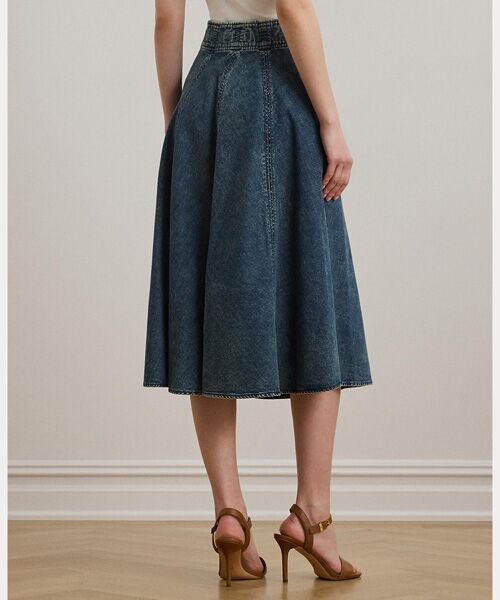 LAUREN RALPH LAUREN / ローレン ラルフ ローレン デニムスカート | デニム ドローコード ミディ スカート | 詳細3