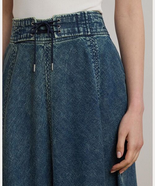 LAUREN RALPH LAUREN / ローレン ラルフ ローレン デニムスカート | デニム ドローコード ミディ スカート | 詳細4