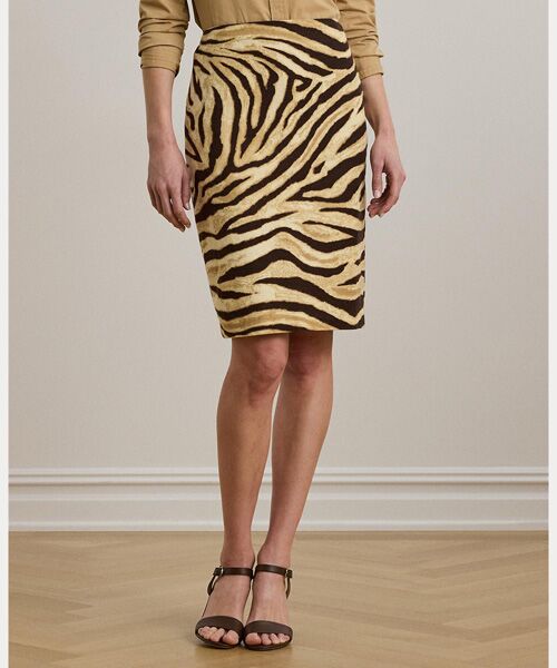 LAUREN RALPH LAUREN / ローレン ラルフ ローレン ミニ・ひざ丈スカート | ゼブラプリント リネンコットン ペンシル スカート | 詳細2