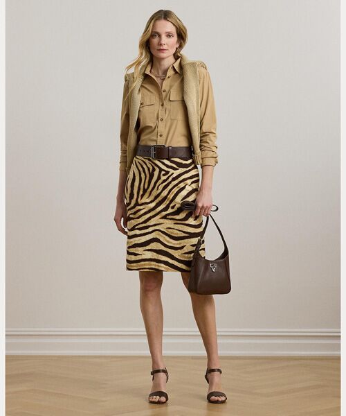 LAUREN RALPH LAUREN/ローレン ラルフ ローレン ゼブラプリント リネンコットン ペンシル スカート 100ホワイト 2 LAUREN RALPH LAUREN/ローレン ラルフ ローレン ゼブラプリント リネンコットン ペンシル スカート 100ホワイト 2