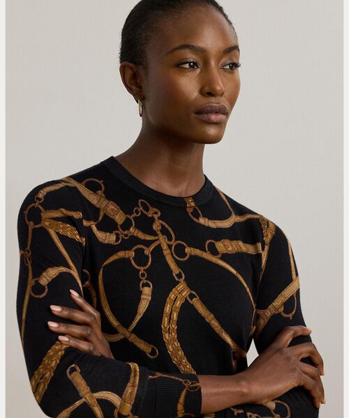 LAUREN RALPH LAUREN / ローレン ラルフ ローレン ニット・セーター | ベルティングプリント コットンブレンド セーター | 詳細4