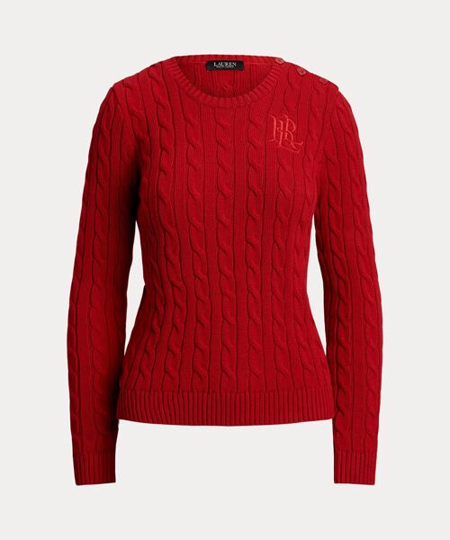 LAUREN RALPH LAUREN / ローレン ラルフ ローレン ニット・セーター | ボタントリム ケーブルニット コットン セーター | 詳細1