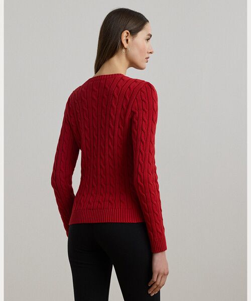 LAUREN RALPH LAUREN / ローレン ラルフ ローレン ニット・セーター | ボタントリム ケーブルニット コットン セーター | 詳細3