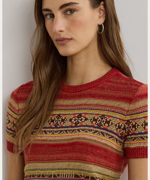 LAUREN RALPH LAUREN / ローレン ラルフ ローレン ニット・セーター | ジオストライプド ショートスリーブ セーター | 詳細4
