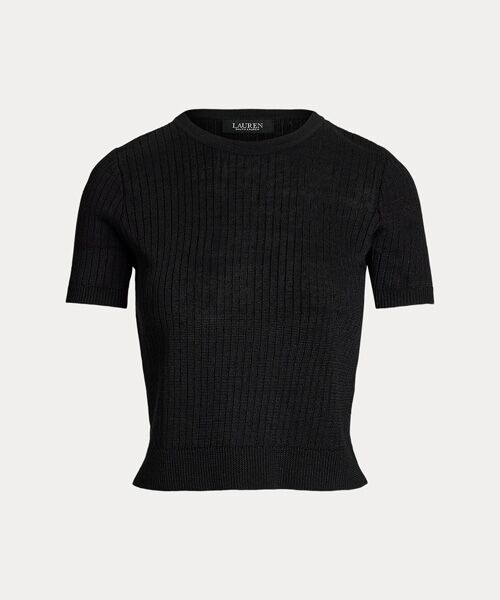 LAUREN RALPH LAUREN / ローレン ラルフ ローレン ニット・セーター | リブ リネンブレンド ショートスリーブ セーター | 詳細1