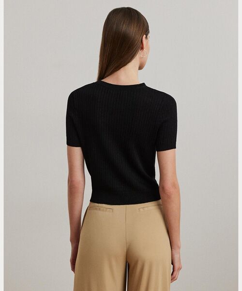 LAUREN RALPH LAUREN / ローレン ラルフ ローレン ニット・セーター | リブ リネンブレンド ショートスリーブ セーター | 詳細3