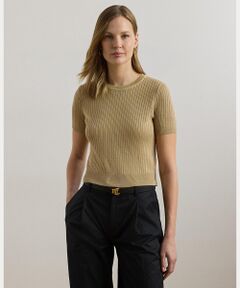 LAUREN RALPH LAUREN 半袖ニットセーター ブラック 新品】Polo Ralph Lauren 半袖ケーブルニット ブラック 黒 S