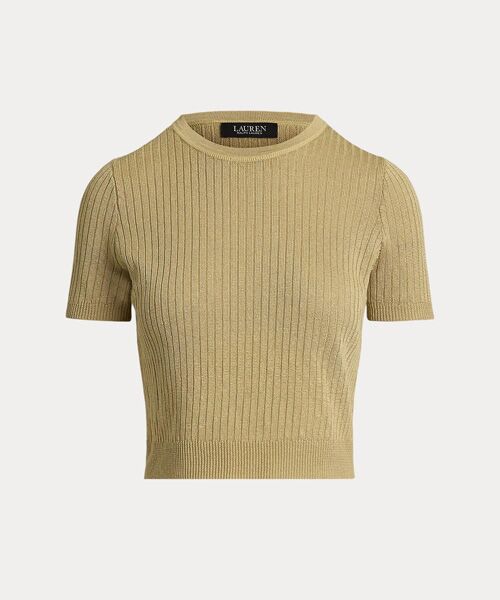 LAUREN RALPH LAUREN / ローレン ラルフ ローレン ニット・セーター | リブ リネンブレンド ショートスリーブ セーター | 詳細1