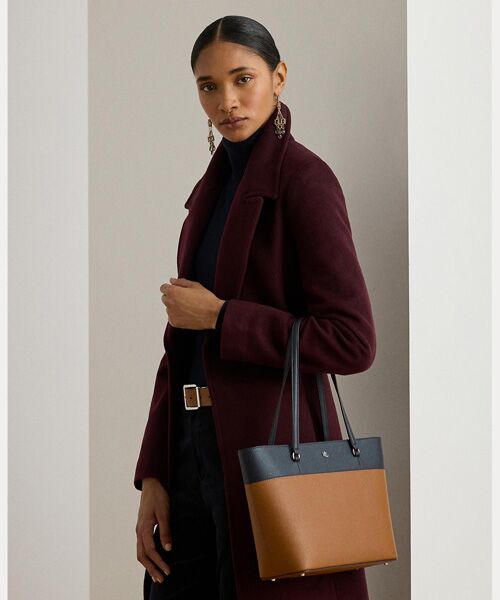 LAUREN RALPH LAUREN / ローレン ラルフ ローレン トートバッグ | ストライプド レザー ミディアム Karly トート バッグ | 詳細5