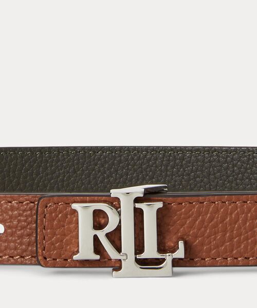LAUREN RALPH LAUREN / ローレン ラルフ ローレン ベルト・サスペンダー | ロゴ リバーシブル レザー スキニー ベルト | 詳細1