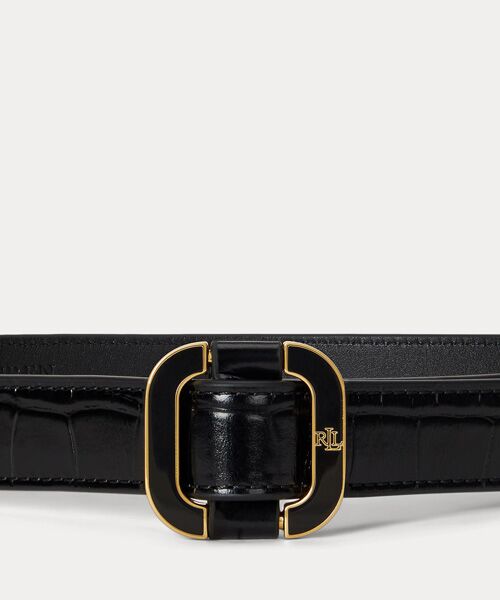 LAUREN RALPH LAUREN / ローレン ラルフ ローレン ベルト・サスペンダー | スライドバックル クロコエンボスド レザー ベルト | 詳細1