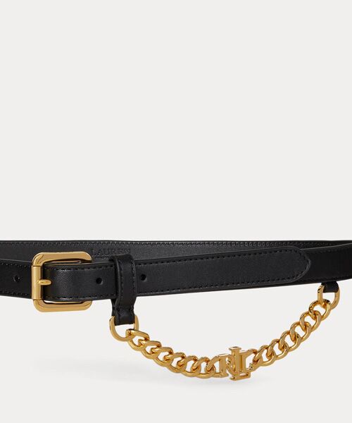 LAUREN RALPH LAUREN / ローレン ラルフ ローレン ベルト・サスペンダー | ロゴチェーン レザー スキニー ベルト | 詳細1