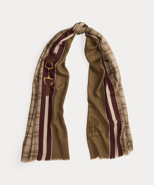 LAUREN RALPH LAUREN/ローレン ラルフ ローレン チェック&ホース ビットモチーフ ラップ スカーフ 230ブラウン ONE LAUREN RALPH LAUREN/ローレン ラルフ ローレン チェック&ホース ビットモチーフ ラップ スカーフ 230ブラウン ONE