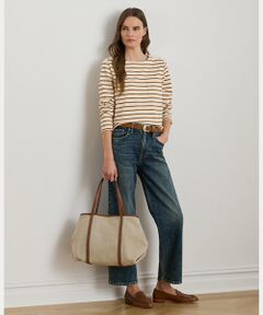 【 ラルフローレン 超美品 】自宅洗濯可能 ホワイトグリーン テーパード パンツ リラックスド テーパード アンクル ジーンズ （デニムパンツ
