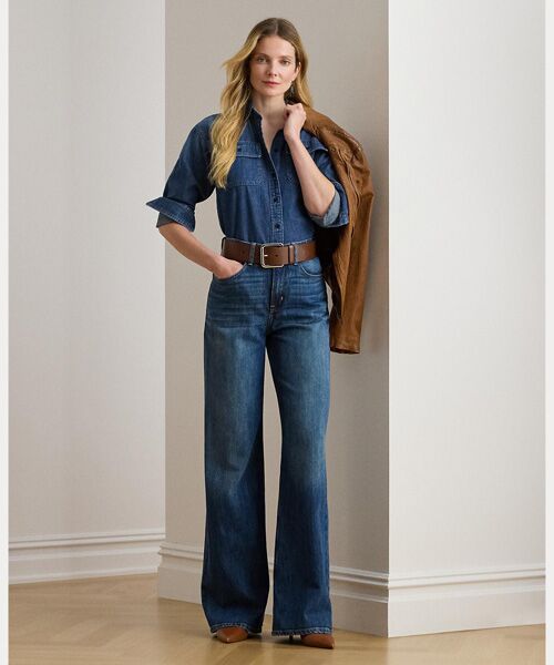 LAUREN RALPH LAUREN/ローレン ラルフ ローレン ハイライズ ワイドレッグ ジーンズ 410ネイビー 6 LAUREN RALPH LAUREN/ローレン ラルフ ローレン ハイライズ ワイドレッグ ジーンズ 410ネイビー 6