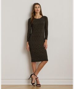 LAUREN RALPH LAUREN / ローレン ラルフ ローレン ミニ丈・ひざ丈ワンピース | チェーンプリント スリークォータースリーブ ドレス