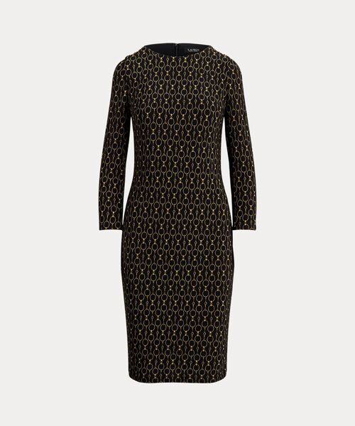 LAUREN RALPH LAUREN / ローレン ラルフ ローレン ミニ丈・ひざ丈ワンピース | チェーンプリント スリークォータースリーブ ドレス | 詳細1