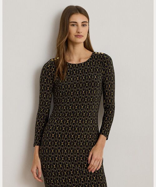 LAUREN RALPH LAUREN / ローレン ラルフ ローレン ミニ丈・ひざ丈ワンピース | チェーンプリント スリークォータースリーブ ドレス | 詳細2