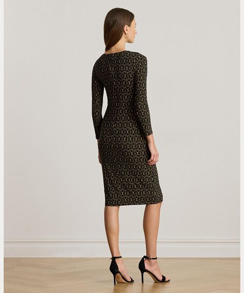 LAUREN RALPH LAUREN / ローレン ラルフ ローレン ミニ丈・ひざ丈ワンピース | チェーンプリント スリークォータースリーブ ドレス | 詳細3