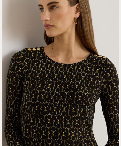 LAUREN RALPH LAUREN / ローレン ラルフ ローレン ミニ丈・ひざ丈ワンピース | チェーンプリント スリークォータースリーブ ドレス | 詳細4