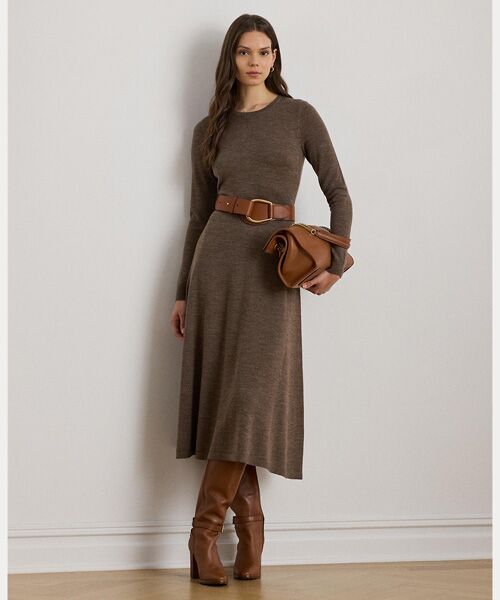 LAUREN RALPH LAUREN/ローレン ラルフ ローレン ウール クルーネック セーター ドレス 230ブラウン XS LAUREN RALPH LAUREN/ローレン ラルフ ローレン ウール クルーネック セーター ドレス 230ブラウン XS