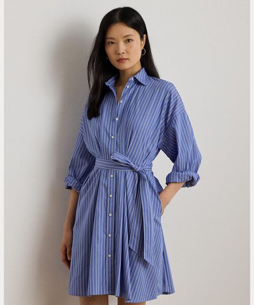 LAUREN RALPH LAUREN / ローレン ラルフ ローレン ミニ丈・ひざ丈ワンピース | ストライプド ベルテッド ブロードクロス シャツドレス | 詳細2