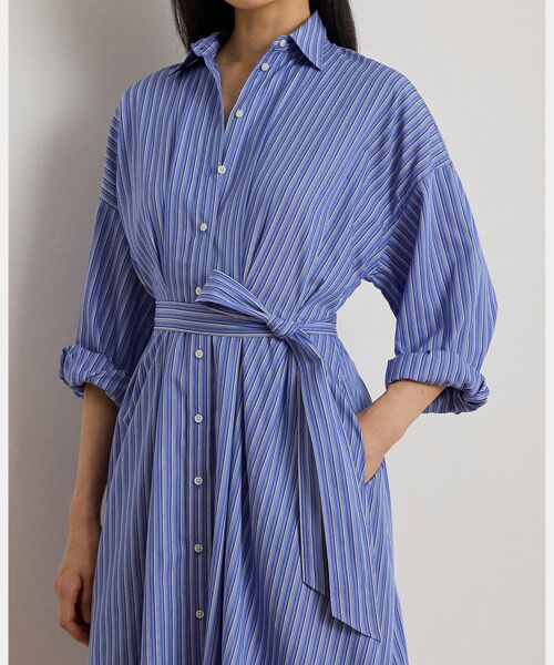 LAUREN RALPH LAUREN / ローレン ラルフ ローレン ミニ丈・ひざ丈ワンピース | ストライプド ベルテッド ブロードクロス シャツドレス | 詳細4