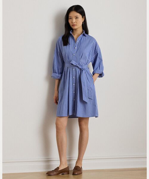 LAUREN RALPH LAUREN / ローレン ラルフ ローレン ミニ丈・ひざ丈ワンピース | ストライプド ベルテッド ブロードクロス シャツドレス | 詳細5