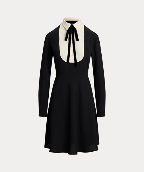 LAUREN RALPH LAUREN / ローレン ラルフ ローレン ミニ丈・ひざ丈ワンピース | ツートーン ジョーゼット タイネック ドレス | 詳細1