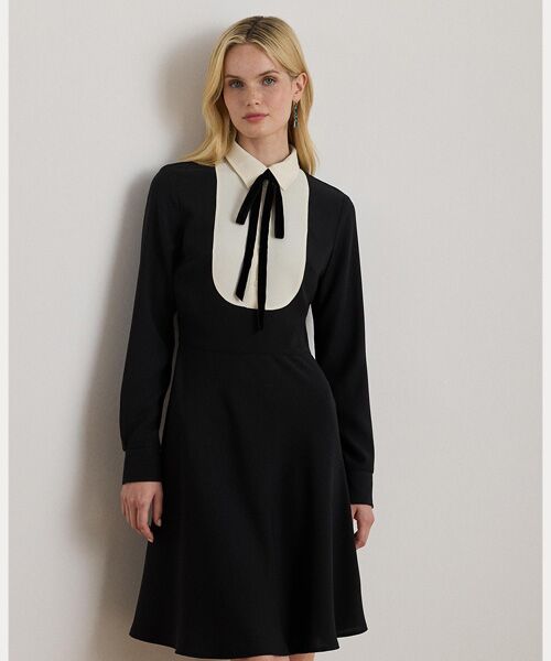 LAUREN RALPH LAUREN / ローレン ラルフ ローレン ミニ丈・ひざ丈ワンピース | ツートーン ジョーゼット タイネック ドレス | 詳細2