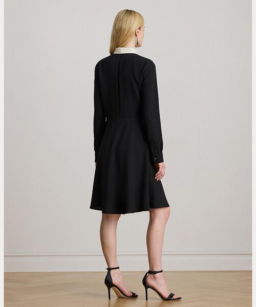 LAUREN RALPH LAUREN / ローレン ラルフ ローレン ミニ丈・ひざ丈ワンピース | ツートーン ジョーゼット タイネック ドレス | 詳細3