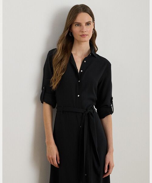 LAUREN RALPH LAUREN / ローレン ラルフ ローレン ミニ丈・ひざ丈ワンピース | ダブルフェイスド ジョーゼット シャツドレス | 詳細2