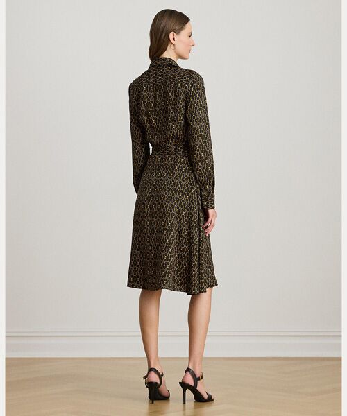 LAUREN RALPH LAUREN / ローレン ラルフ ローレン ミニ丈・ひざ丈ワンピース | チェーンプリント クレープ シャツドレス | 詳細3