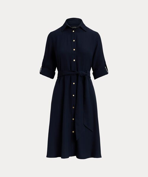 LAUREN RALPH LAUREN / ローレン ラルフ ローレン ミニ丈・ひざ丈ワンピース | ダブルフェイスド ジョーゼット シャツドレス | 詳細1