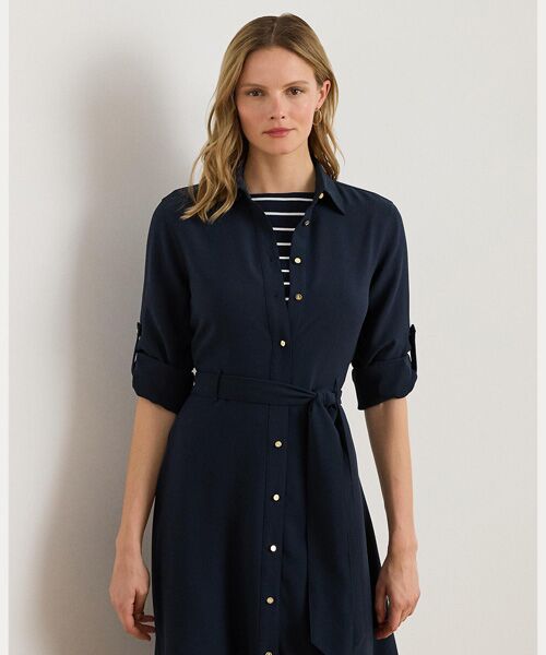 LAUREN RALPH LAUREN / ローレン ラルフ ローレン ミニ丈・ひざ丈ワンピース | ダブルフェイスド ジョーゼット シャツドレス | 詳細2